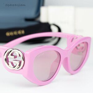 BRAND NEW Gucci GG1691S 003 Pink Mirror Women Oval Sunglasses GG 1691S